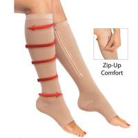 2022 New Women Zipper Compression Socks Zip Leg Support Knee Sox Open Toe Solid Color Sock Fashion and Leak Toe Black Khaki