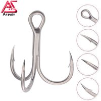 AS 100pcs Treble Hooks Sharpened Lure Fishing Hook 1#2#4#6#8#10# Overturned Barbed High Carbon Steel Pesca Assist Leurre Tackle