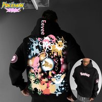 2025 Pok É Mon Classic Character Eevee Family Printed Men and Women Autumn/Winter Thick and Wide Y2K Halloween COS Wide Hoodie