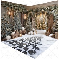 Mehofond Photography Background Christmas Vintage Wooden Door Tree Farm Xmas Kids Family Portrait Decor Backdrop Photo Studio