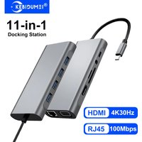 USB C Docking Stations 11-in-1 USB C HUB Type C to 4K HDMI Adapter USB 3.0 Splitter with PD/RJ45/3.5mm/TF/SD For Laptop Macbook