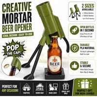 Funny Beer Bottle Mortar Bottle Opener Home Beer Mortar Bottle Opener Hands-Free Push Down Bottles Cap Launcher Gadgets Tools