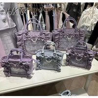 Japanischen Stil Mine Taschen Frauen Rüschen Spitze Lolita Mädchen Strass Perle Bowknot Platz Tote Schulter Tragbare Bolso Handtaschen
