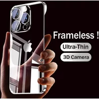 Luxury Plating Frameless Transparent Case for iPhone 17 16 15 14 13 12 Pro Max Plus Glass Camera Protection Ultra Thin Hard PC