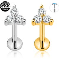 ASTM F136 G23 Titanium Flower Petals Threadless Piercing Daith Conch Tragus Flat Back Earring Pin Push in Lip Stud 16G 18G 20G