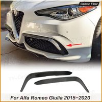 Real Carbon Fiber Car Front Bumper Fog Light Covers for Alfa Romeo Giulia Sport Car Front Bumper Fog Lamp Trim Splitters 2016+