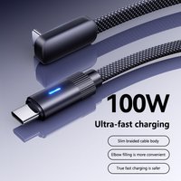New L-Shape 100W Type C to Type c flat data cable fast charging for iPhone 17 16 15 Huawei OPPO Honor