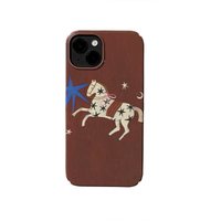 Ins Korean Red Brown Star Horse Phone Case for iPhone 17 16 15 14 13 12 11 Air Pro Max X XS XR XSMax Plus Glossy Film Hard Cover