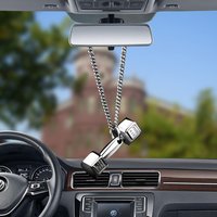 Car Accessories Creative Pendant Mini Dumbbell Metal Auto Rear View Mirror Decoration Hanging Pendant Interior Ornament Gifts