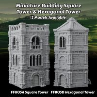 RPG Miniature Square Tower & Hexagonal Tower Buildings for TRPG Scene, Fantasy Adventures Scenes Medieval Tower Structures