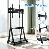 Mobiler TV-Ständer auf Rollen für 32-75 Zoll Fernseher, höhenverstellbarer TV-Ständer mit Rollen und 2 Ablagefächern, maximale Traglast 200 lb, VESA 100x100-600x400, schwarzer TV-Ständer auf Rollen