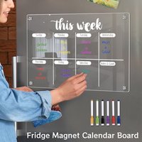 Fridge Magnet Calendar Board Weekly Planner Reusable Dry Erase Magnetic Whiteboard Acrylic Fridge Sticker Message Menu Gadgets