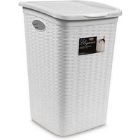 Elegance Laundry Hamper 50L White - Plastic Home Organizer