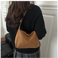 Elegant Large Capacity Shoulder Bag Suede Adjustable Strap Tote Bag Zipper Women's Handbag Commuting