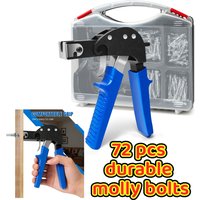 Plasterboard Fixing 72 Piece Wall Anchor Setting Tool Kit, In Carry Case For Cavity, Drywall And Wall, Includes Wall Hook.