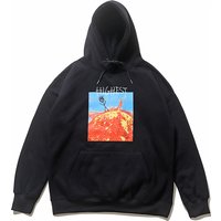 Retro Streetwear Cactus Jack Highest Letter Foam Black Fleece Hoodies Men and Women Hip Hop Oversized Casual Hooded Sweatshirts