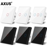 AXUS Wall Touch Switch 220V EU Standard Tempered Crystal Glass Panel Power 1/2/3 Gang 1 Way Light Sensor Switches Waterproof