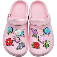 1-18PCS Cartoon Flower Daisy Hydrangea Rose PVC Sandals Shoe Charms Accessories DIY Wristbands Shoe Decoration Kids Party Gift