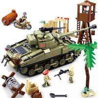 Sherman M4A3 Firefly Tank Tiger Heavy Anti-Aircraft Three Assault Gun Killer Toy Building Blocks Plastic Model Kit for Kids