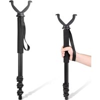 Aluminum Hunting Shooting Accessory V Shaped Rotating Yoke Monopod Telescopic Shooting Stick Hunting Stick with Shoulder Strap