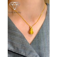 Viora Jewelry 9999 24K real gold CNC engraved opening and closing diamond copper coin sachet blessing bag pendant light luxury d
