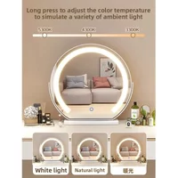 Hot Fashion Bathroom Mirror Rotating Internet Celebrity Cream Wind Semicircular Makeup Mirror Desktop Desktop Led Smart