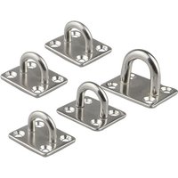 5 Pieces Stainless Steel Square Pad Eye Plate Hook 5mm/6mm/8mm Hanger Heavy Duty Ceiling Wall Boating Yacht Shade Sailing Marine