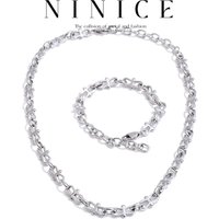 NiNice Stainless Steel Metal Chain New Design Fashion Necklace Bracelet Set Stylish Waterproof Personalized Jewelry PVD Plated