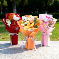 Sanrio presents a bouquet of Hello Kitty figurines holding Hello Kitty-inspired realistic roses. This is suitable for use as hom