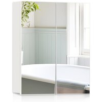 2 Doors Bathroom Mirror Cabinet, 50 x 60cm Wall Mounted Storage Cabinet with Adjustable Shelves, Double Mirrored Doors Storage
