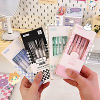 6pcs Checkerboard Gel Pens Set Only Cream Series 0.5mm Ballpoint Black Color Ink for Writing A7450