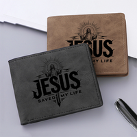 Men's Fashionable Short Wallet, with Personalized Design Featuring the Image of Jesus, and Multiple Card Slots.