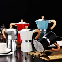 Alloy Mocha Pot Painted Wooden Handle 150/300ml Portable Espresso Moka Maker Coffee Tools