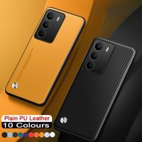 Case For Realme C71 C73 C75 Carbon Fiber PU Leather Cover For Realme C67 C65 C63 C61 C55 C53 C35 Matte Anti-Shock Plain Cases