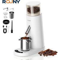 ROUNY Kabellose Kaffeemühle Elektrisch mit 60 Mahlgradstufen, USB-C Aufladbar, LED-Touchsteuerung, Niedrigtemperatur-Mahlung, Weiß