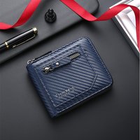 Neue männer brieftasche mit carbon faser muster zipper multi-karte kapazität große kapazität kurze ID karte pack brieftasche