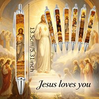 6PCS Jesus Image Christian Ballpoint Pens Religious Writing Pens Suitable for Office Stationery Easter Gift