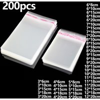 Sacs en Cellophane transparents, 200 pièces, emballage de collation sucrée, pochette en plastique, cadeau de bijoux, petit sac auto-adhésif OPP anti-poussière