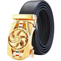 Mens Business Style Belt "Luck Is On The Turn" Leather Strap Male Waistband Rotatable Buckle Belts For Men Girdle Belts