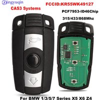 Jingyuqin – clé intelligente à distance de voiture, 315/433/868Mhz, pour BMW série 1/3/5/7 X5 X6 Z4 CAS3, systèmes KR55WK49127, puce PCF7953/ID46