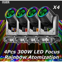 4Pcs/lot Beam 300W LED Moving Head Lighting And Ring With Rainbow Frost Focusing Effect For Wedding Concert DJ Disco Stage DMX