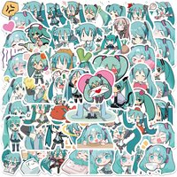 50PCS Cartoon Chibi Cute Miku Graffiti Stickers for Luggage Laptop Ipad Skateboard Gift Mobile Phone Car Stickers