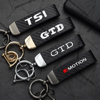 Car Keychain GTD TDI 4 Motion Logo Carbon Fiber Leather Zinc Alloy Emblem For Tiguan Passat B8 Polo Golf Key Chain Accessories
