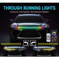 RGB LED Car Hood Light With Trun Signal APP Remote Control Daytime Running Lights Auto Decorative Atmosphere Ambient Lamp 12V