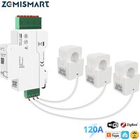 Zemismart 120A Zigbee WiFi 3 Phase Energy Meter Smart Din-rail Power Monitor Withdrawable Split-core CTs Works with Tuya App