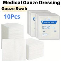 10Pcs Sterile Gauze Pads 7.62x7.62cm Individually Packed Highly Absorbent Soft Non-Woven for Wound Care First Aid Refill