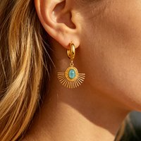 Natural Stone Sun Earrings For Women Gold Color Stainless Steel Earring Symmetry Scalloped Stud Trendy Party Jewelry 2026 Gift