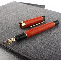 JINHAO 100 Fountain Pen with Ink Converter (Red with Jinhao Logo, Medium Nib 0.7mm)