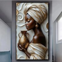 African woman holding a bottle 5d Diy Diamond mosaic art Full Round Jewelry cross stitch diamond painting portrait Home Decor