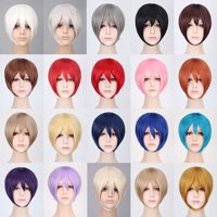 30cm Short Bob Cartoon Cosplay Wigs Men Women Party High Temperature Synthetic Hair Costumes for Halloween Wig+Free Wig Cap